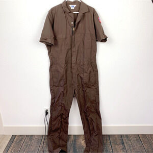 Berco Work Apparel Vintage Brown Work Coveralls Short Sleeve Made in USA 46XT
